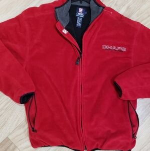 Red Vintage Chaps Ralph Lauren Zip Up Fleece Soft Warm Jacket 80's